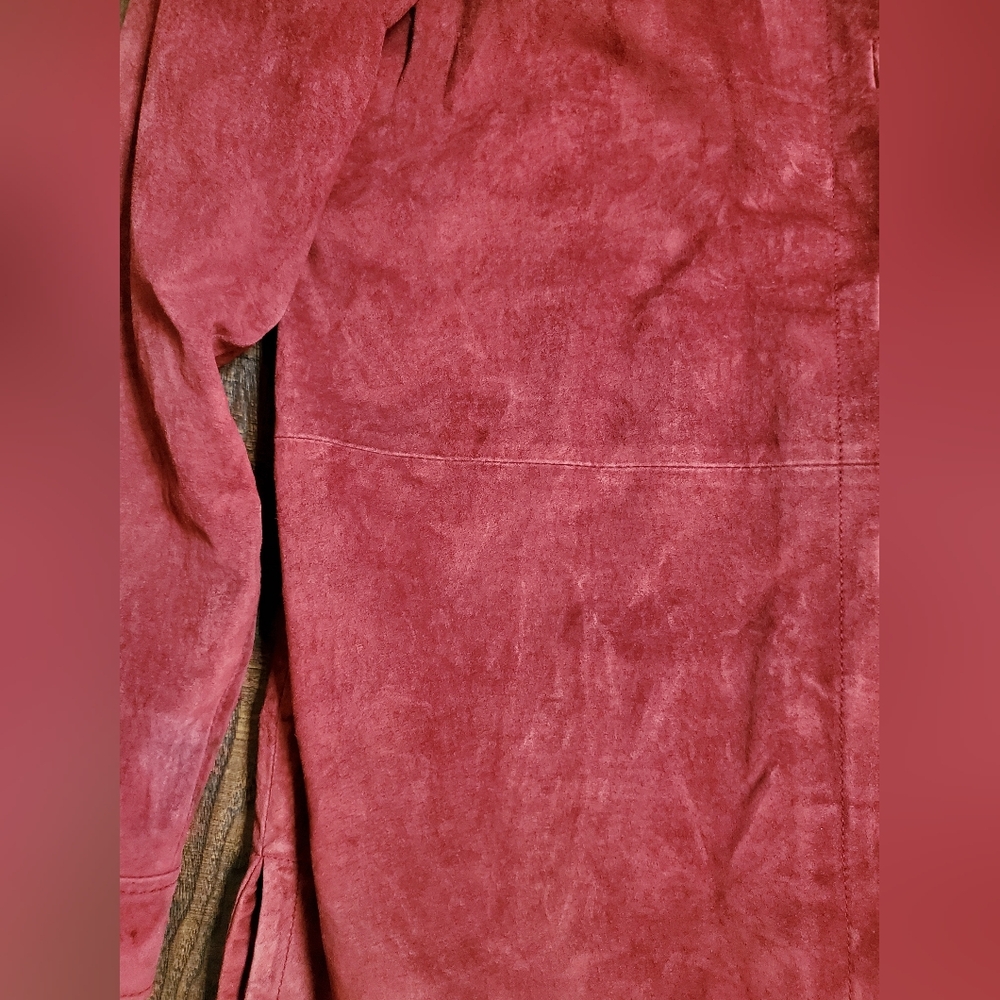 Jessica Holbrook Burgundy Leather Jacket - Picture 5 of 11